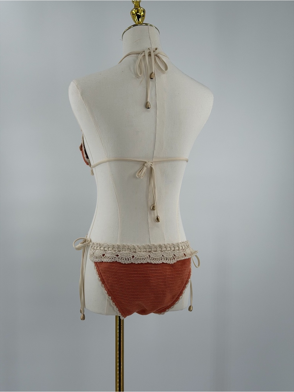 🆕 ZIMMERMANN 🧿 NWT Wylie Knit & Crochet Triangle Bikini, Coral - Sz 3 US 8/10 - Picture 7 of 16